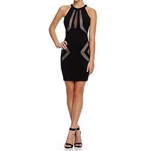 HONEY AND ROSIE High-Neckline Cut-Out Mesh Dress